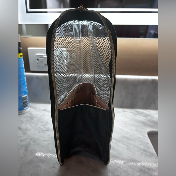 Black Travel Makeup Brush Holder Organizer Bag Zipper Pouch Portable Stand-Up - Picture 3 of 8